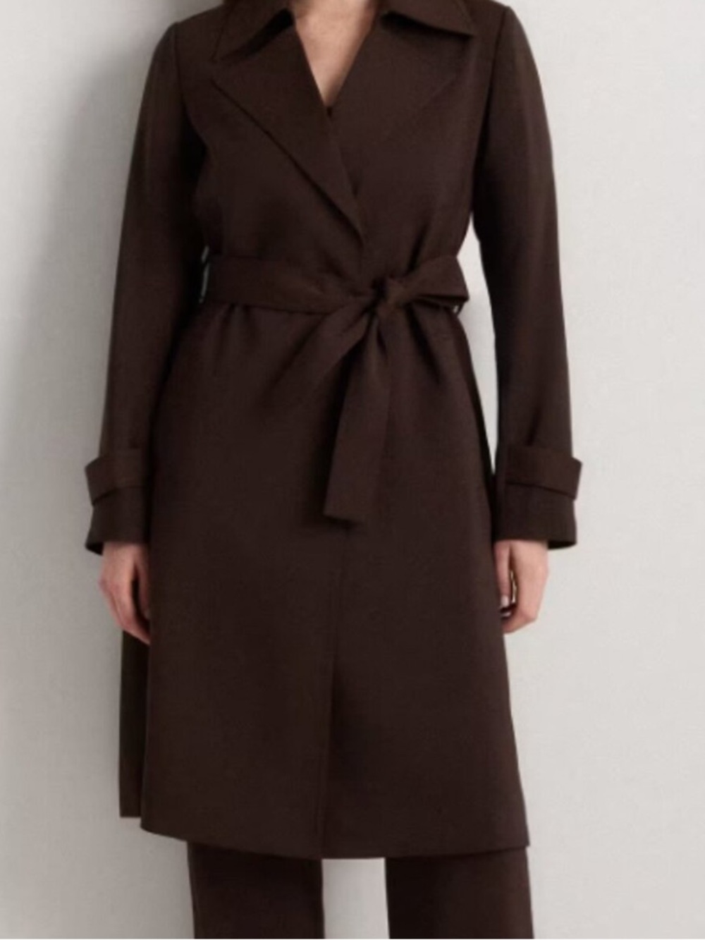 Quince Stretch Crepe Trench Coat Coffee Bean Brown Flaw Small